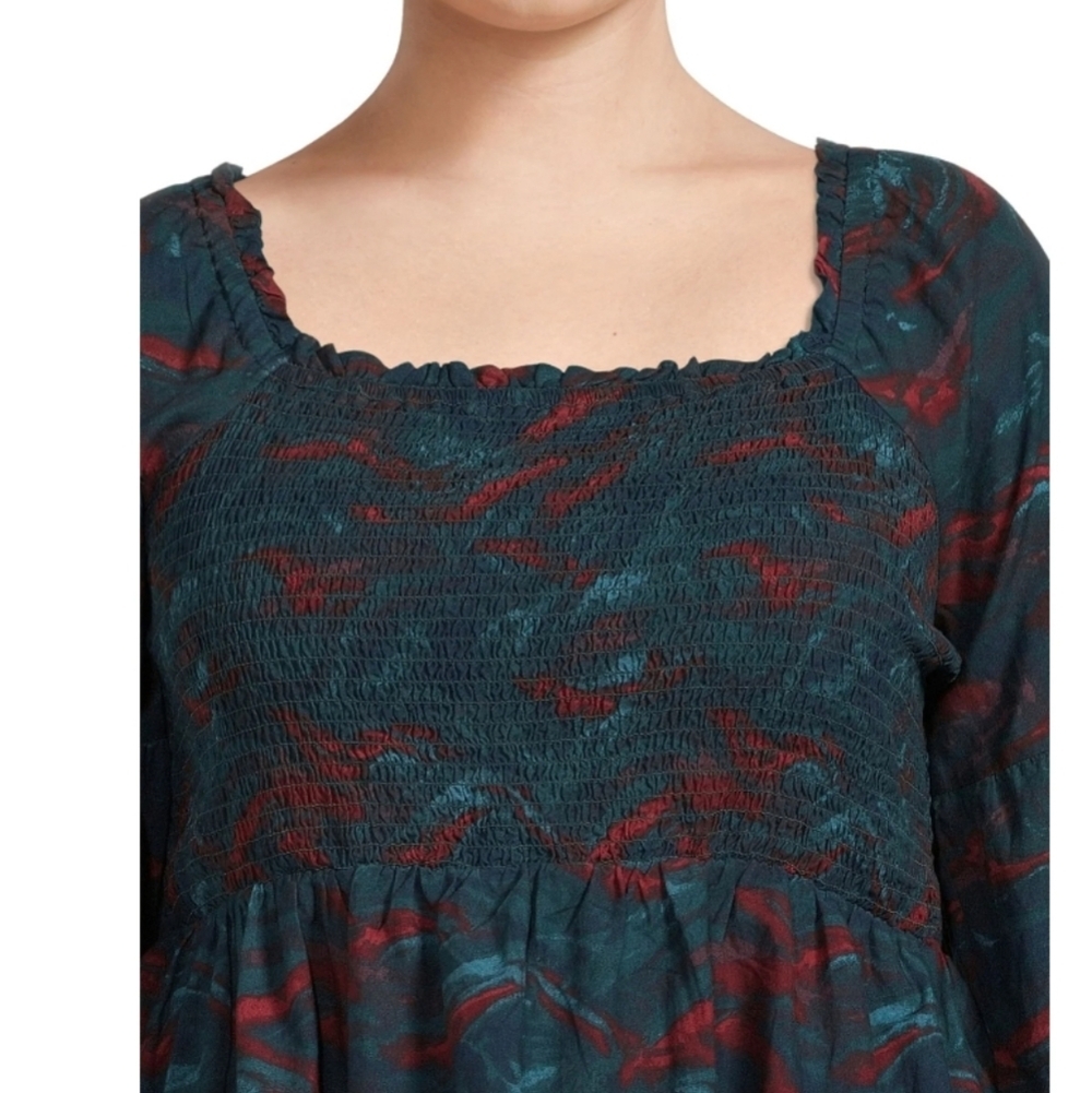 NWT Terra & Sky women's smock top, flared sleeves, cotton, plus sz 1X. - Picture 8 of 16